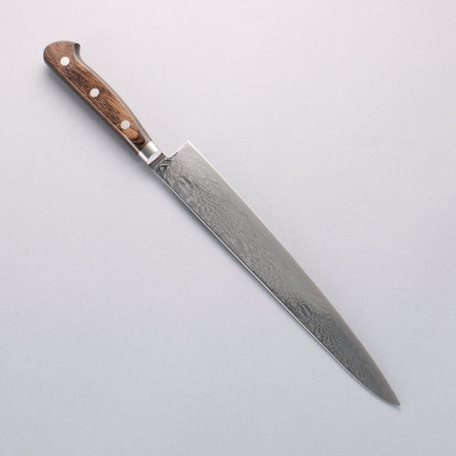 Seisuke Nami AUS10 Finition miroir Damas Sujihiki 240mm Manipuler Bois de Pakka marron - japanny-FR
