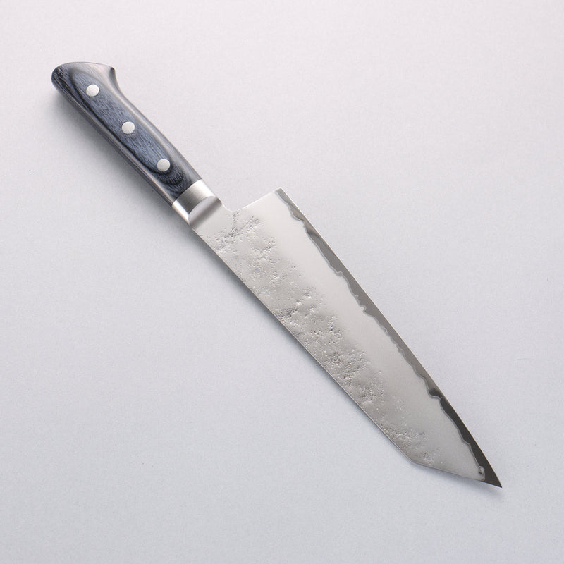 Seisuke Acier Bleu No.2 Nashiji Kiritsuke Santoku Couteau Japonais 195mm bleu marine de pakka noir Manipuler - japanny-FR