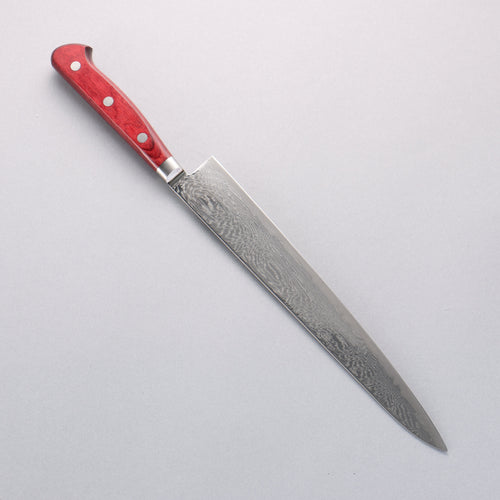 Seisuke Nami AUS10 Finition miroir Damas Sujihiki 240mm Manipuler Bois de pakka rouge - japanny-FR
