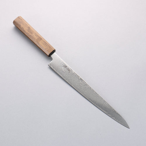 Seisuke Nami AUS10 Finition miroir Damas Sujihiki 240mm Chêne Manipuler - japanny-FR