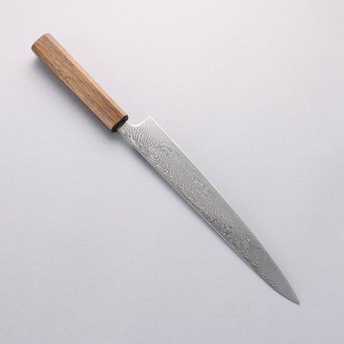 Seisuke Nami AUS10 Finition miroir Damas Sujihiki 240mm Chêne Manipuler - japanny-FR