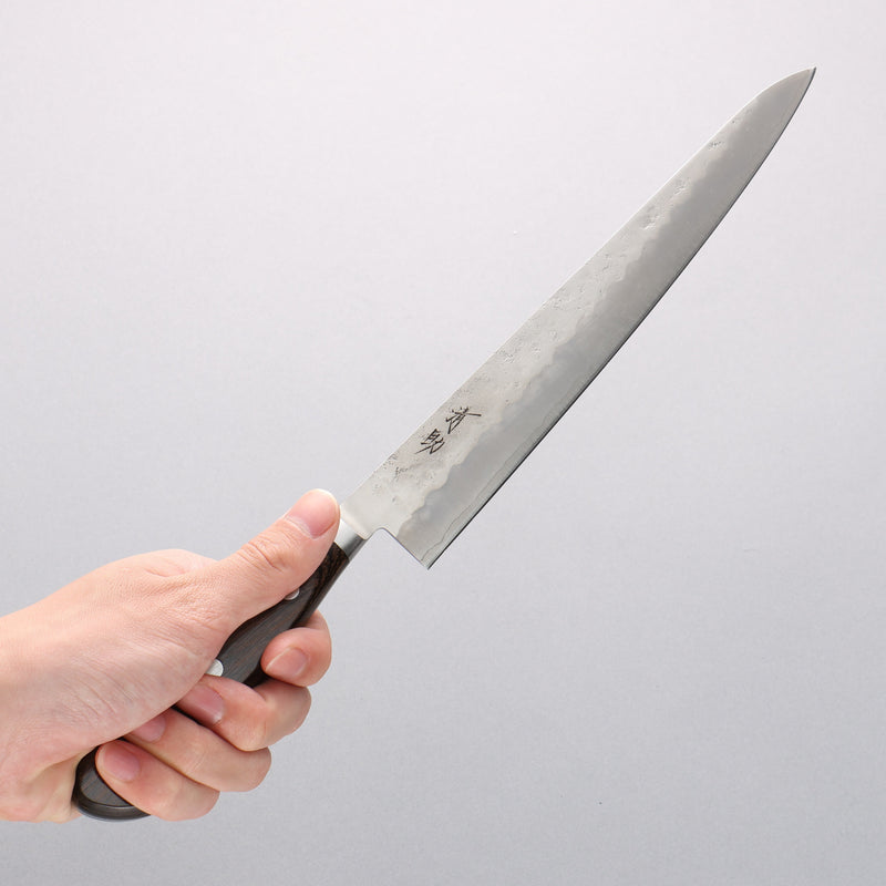 Seisuke Acier argenté NO.3 Nashiji Sujihiki 240mm Manipuler Bois de Pakka marron - japanny-FR