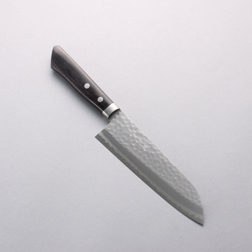 Kunihira Tanryu VG10 Damaacus martelé Santoku 170mm Manipuler Bois de pakka noir - japanny-FR