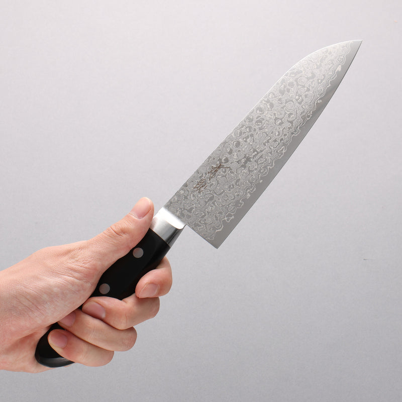 Seisuke AUS10 45 Couche de Damas Santoku 165mm Bois de pakka noir Manipuler - japanny-FR
