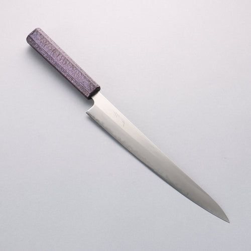 Seisuke Acier Blanc No.1 Migaki Polish Terminé Sujihiki 240mm Manipuler Chêne laqué violet - japanny-FR