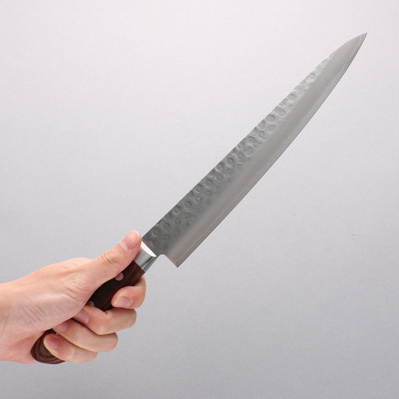 Seisuke Acier suédois Martelé Sujihiki 240mm Manipuler Acajou - japanny-FR