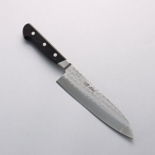 Seisuke Acier Bleu No.2 Nashiji Martelé Santoku 180mm Manipuler Bois de pakka noir - japanny-FR