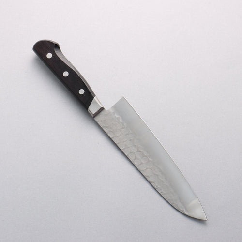 Seisuke Acier Bleu No.2 Nashiji Martelé Santoku 180mm Manipuler Bois de pakka noir - japanny-FR
