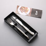 Seisuke Acier Inoxydable Ensemble couteau à steak et fourchette 80mm Manipuler Inoxydable Ryujin - japanny-FR