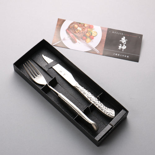Seisuke Acier Inoxydable Ensemble couteau à steak et fourchette 80mm Manipuler Inoxydable Ryujin - japanny-FR