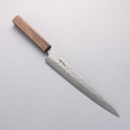 Seisuke Acier Inoxydable 440C Damaacus martelé Sujihiki 240mm Manipuler Chêne - japanny-FR
