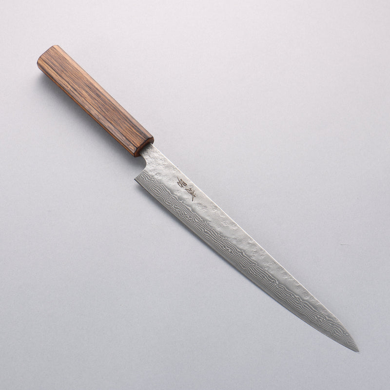 Seisuke Acier Inoxydable 440C Damaacus martelé Sujihiki 240mm Manipuler Chêne - japanny-FR