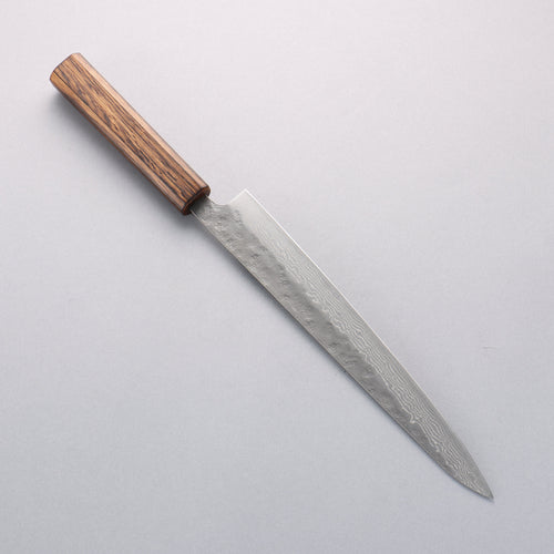 Seisuke Acier Inoxydable 440C Damaacus martelé Sujihiki 240mm Manipuler Chêne - japanny-FR