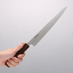 Seisuke Acier Inoxydable 440C Damaacus martelé Sujihiki 240mm Manipuler Chêne - japanny-FR