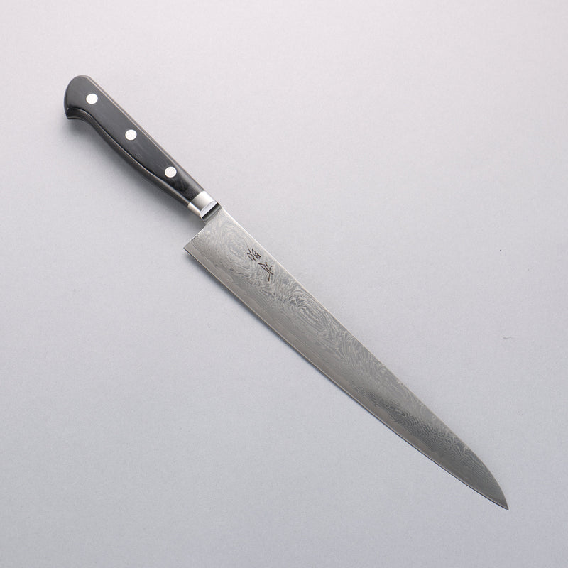 Seisuke Nami AUS10 Finition miroir Damas Sujihiki 240mm Manipuler Bois de pakka noir - japanny-FR