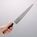 Seisuke Nami AUS10 Finition miroir Damas Sujihiki 240mm Manipuler Bois de pakka noir - japanny-FR