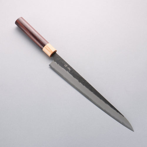 Seisuke Super Bleu Nashiji Noir Sujihiki 270mm Manipuler Palissandre (férule:Bois de Pakka blanc) - japanny-FR