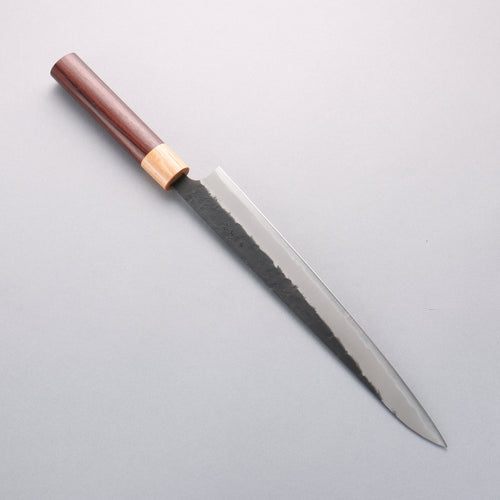 Seisuke Super Bleu Nashiji Noir Sujihiki 270mm Manipuler Palissandre (férule:Bois de Pakka blanc) - japanny-FR