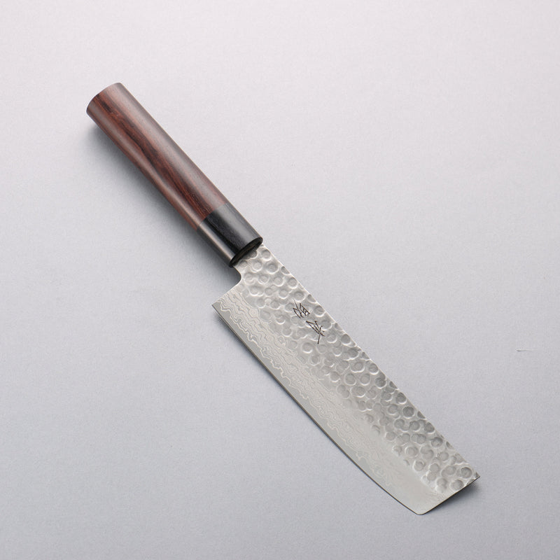 Seisuke VG10 Damaacus martelé Nakiri 165mm Manipuler Palissandre (férule:Bois de Pakka noire) - japanny-FR