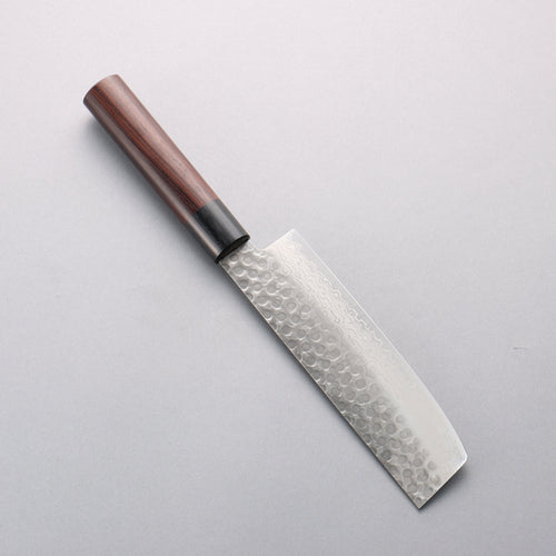 Seisuke VG10 Damaacus martelé Nakiri 165mm Manipuler Palissandre (férule:Bois de Pakka noire) - japanny-FR