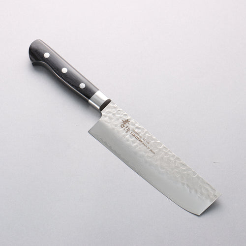 Sakai Takayuki VG10 Damaacus martelé 17 couche Nakiri 160mm Manipuler Bois de pakka noir - japanny-FR