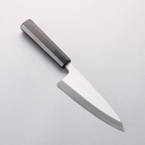 Minamoto Akitada Acier Bleu No.2 Aideba 150mm Manipuler Bois d'ébène (virole : Corne de buffle d'eau noir) - japanny-FR