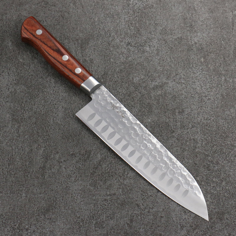 Seisuke VG10 Martelé Côtelé Santoku 180mm Manipuler Acajou - japanny-FR