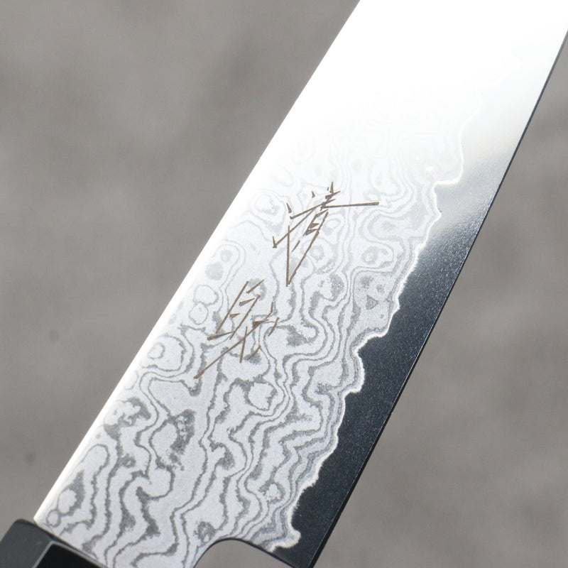 Seisuke VG10 Damas Kiritsuke Petty,Utilité 120mm Teck (virole : Plastique noire) Manipuler - japanny-FR