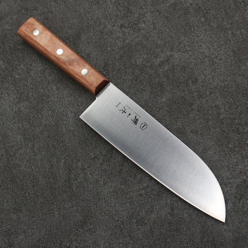 Sakai Ichiji 808 Profil en forme de coquille Santoku 180mm Manipuler Bois de pakka brun clair - japanny-FR