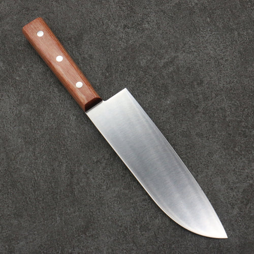 Sakai Ichiji 808 Profil en forme de coquille Santoku 180mm Manipuler Bois de pakka brun clair - japanny-FR