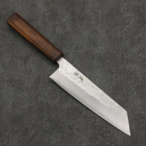 Seisuke Acier Inoxydable 440C Damaacus martelé Bunka 170mm Manipuler Chêne - japanny-FR