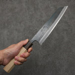 Seisuke Super Bleu Finition noire Kirituke Gyuto 210mm Manipuler Magnolia (férule: Ébène) - japanny-FR