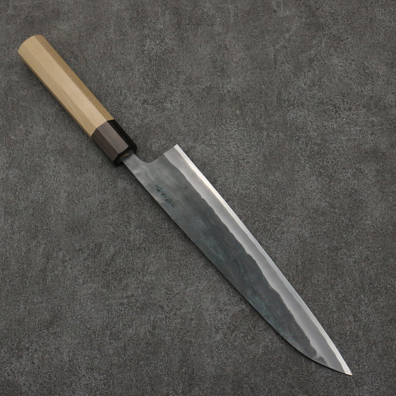 Seisuke Super Bleu Finition noire Gyuto 240mm Manipuler Magnolia (férule: Ébène) - japanny-FR