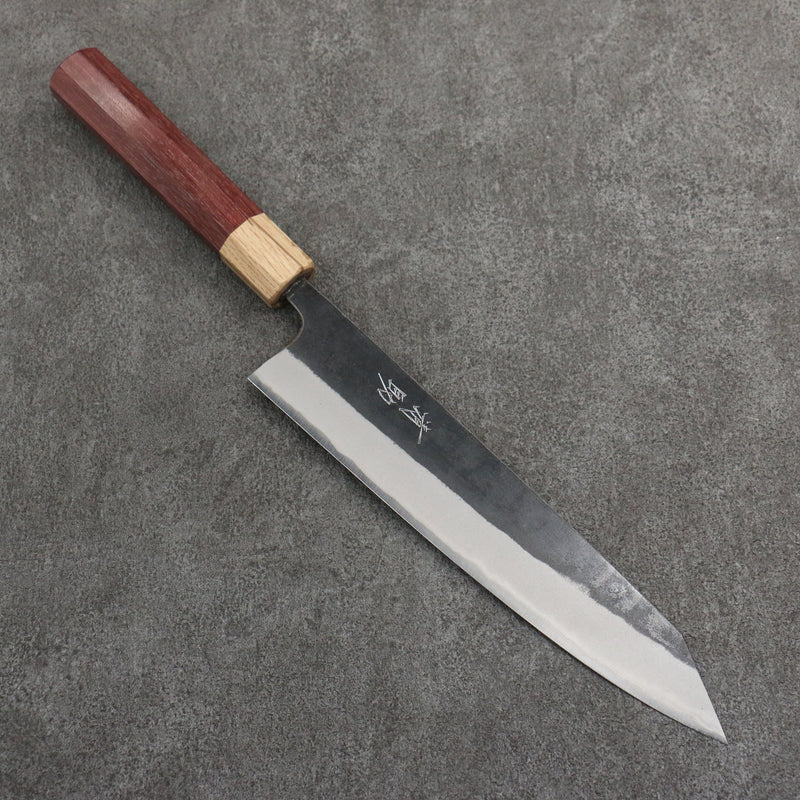 Seisuke Acier Bleu No.2 Finition noire Kirituke Gyuto 240mm Manipuler bois de coeur violet (férule: Chêne) - japanny-FR