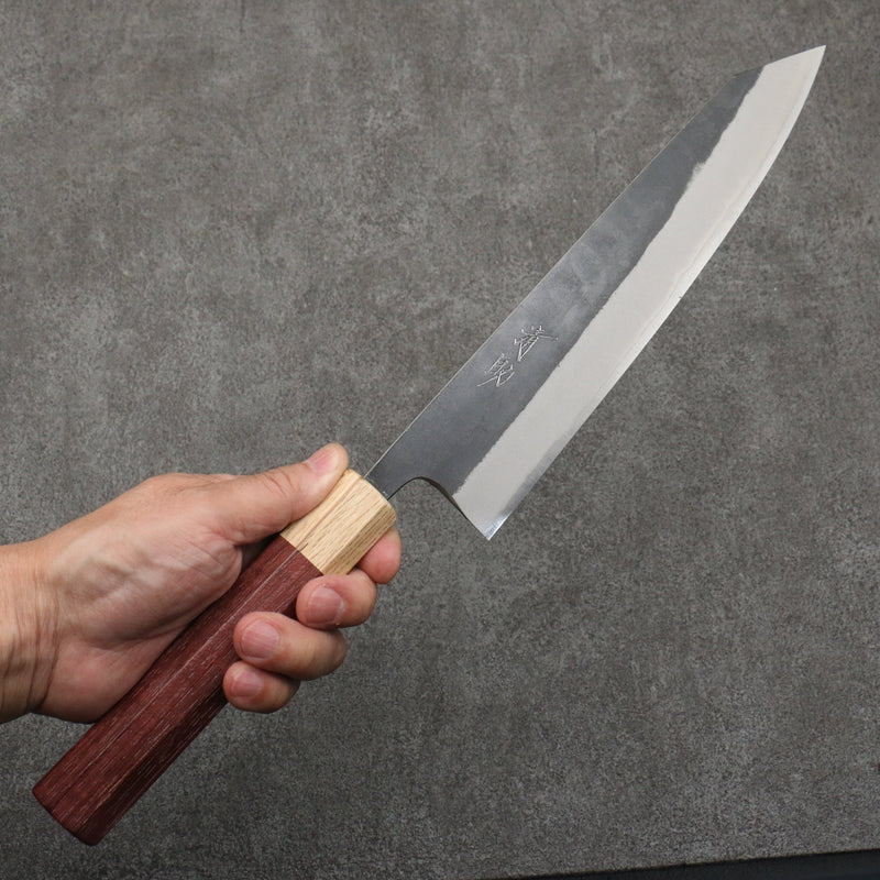 Seisuke Acier Bleu No.2 Finition noire Kirituke Gyuto 240mm Manipuler bois de coeur violet (férule: Chêne) - japanny-FR