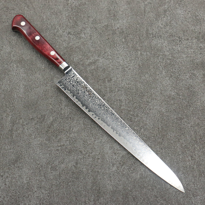 Seisuke AUS10 Damas Sujihiki 240mm Manipuler Bois de pakka rouge - japanny-FR