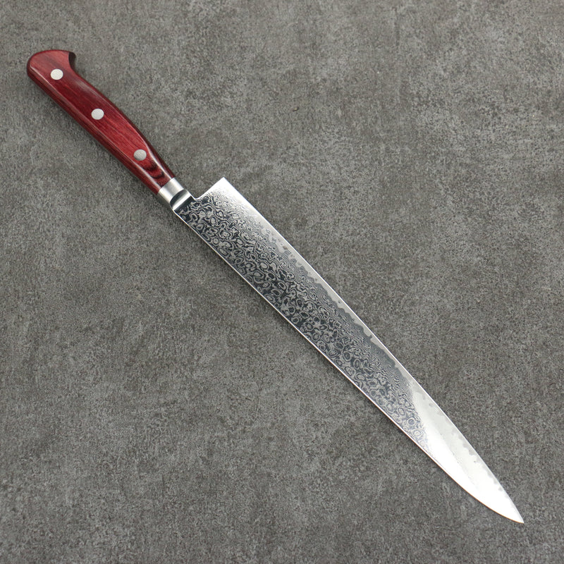 Seisuke AUS10 Damas Sujihiki 240mm Manipuler Bois de pakka rouge - japanny-FR