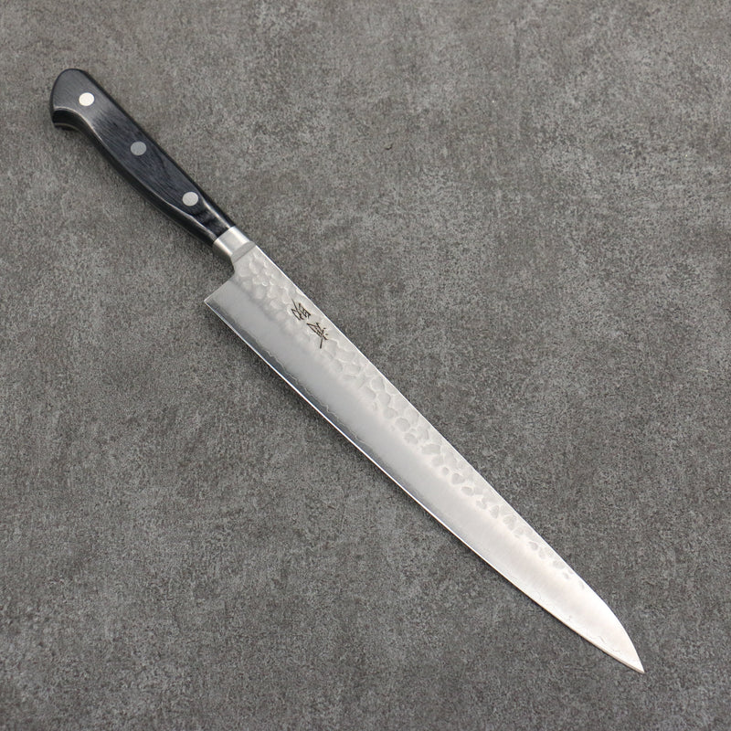 Seisuke AUSB Martelé Sujihiki 240mm Manipuler Bois de pakka noir - japanny-FR