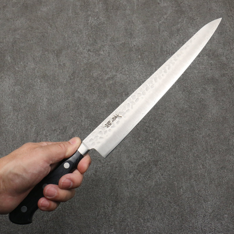 Seisuke AUSB Martelé Sujihiki 240mm Manipuler Bois de pakka noir - japanny-FR