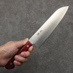 Seisuke SLD Migaki Polish Terminé Santoku 180mm Manipuler Bois de pakka rouge - japanny-FR