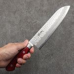 Seisuke Super Bleu Martelé Gyuto 180mm Manipuler Bois de pakka rouge - japanny-FR