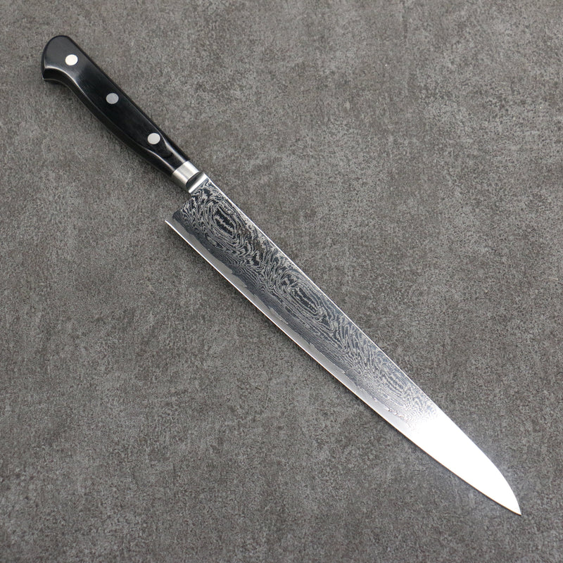 Seisuke Nami AUS10 Finition miroir Damas Sujihiki 240mm Manipuler Bois de pakka noir - japanny-FR