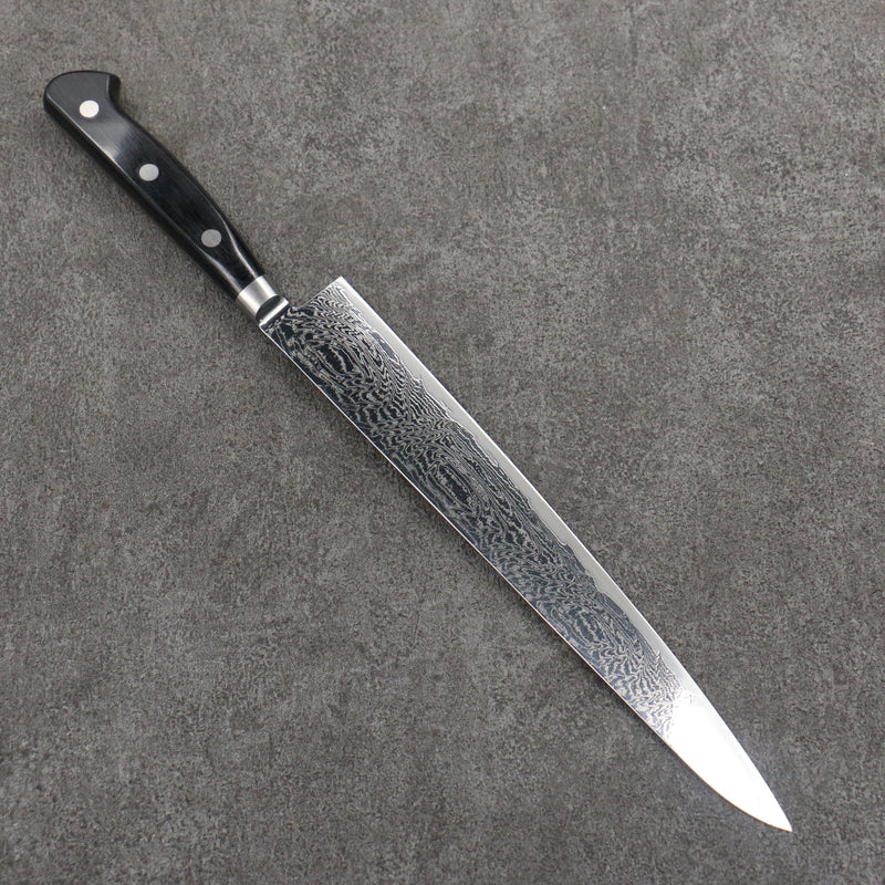 Seisuke Nami AUS10 Finition miroir Damas Sujihiki 240mm Manipuler Bois de pakka noir - japanny-FR