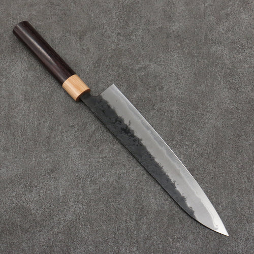 Seisuke Super Bleu Nashiji Noir Gyuto 240mm Manipuler Palissandre (férule:Bois de Pakka blanc) - japanny-FR