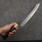 Seisuke Super Bleu Nashiji Noir Gyuto 240mm Manipuler Palissandre (férule:Bois de Pakka blanc) - japanny-FR