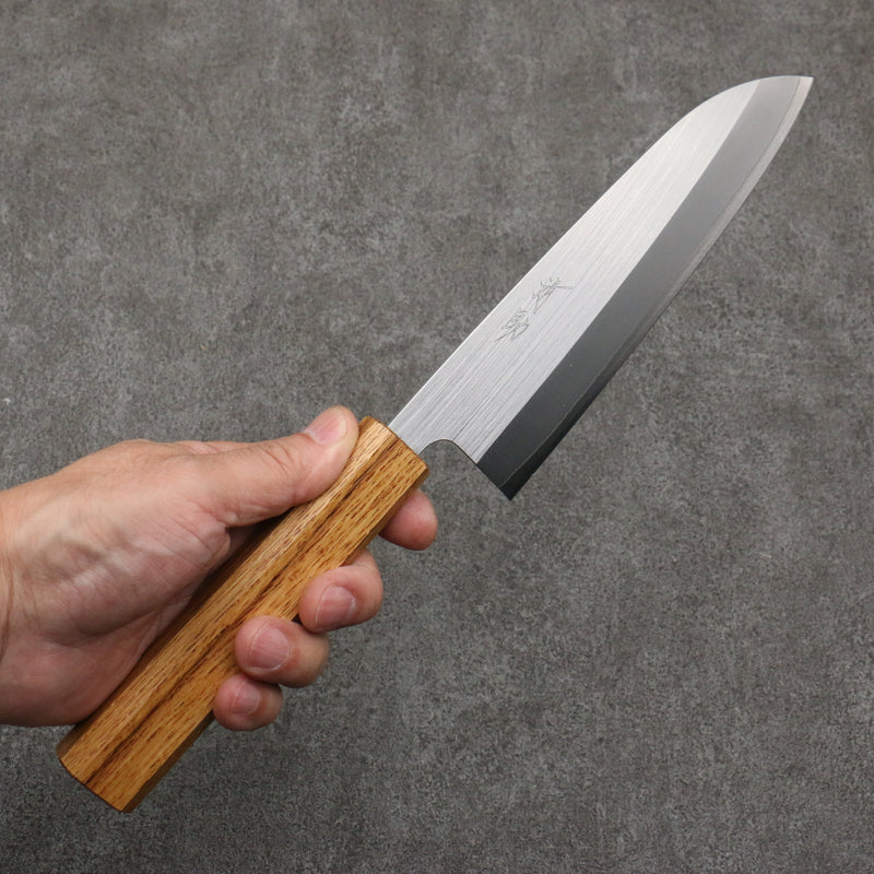 Seisuke SRS13 Brossé verticalement Santoku 165mm Manipuler Chêne - japanny-FR