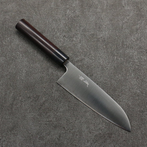 Seisuke Super Bleu Santoku 165mm Manipuler Palissandre (férule:Bois de Pakka noire) - japanny-FR