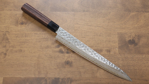 Seisuke AUS10 45 Couche de Damas Sujihiki 240mm Shitan Manipuler - japanny-FR