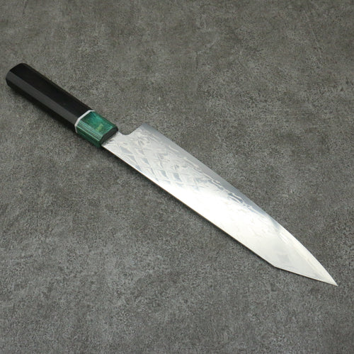 Seisuke AUS10 Miroir Croisé Kirituke Gyuto 210mm Shitan(férule:Bois de Pakka vert) Manipuler - japanny-FR