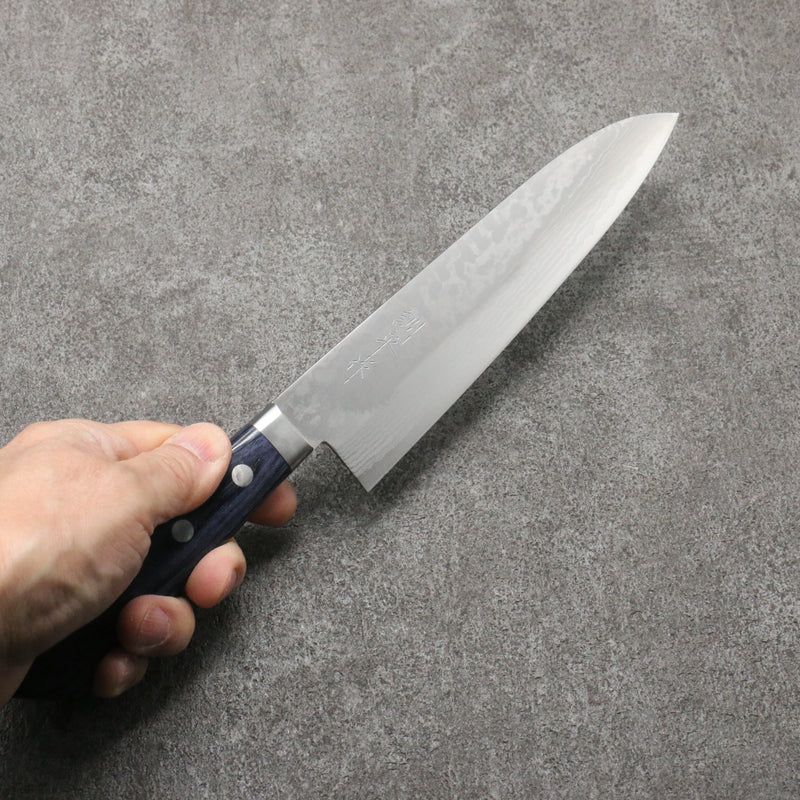 Kunihira Sairyu VG10 Damas Gyuto Couteau Japonais 180mm bleu marine de pakka noir Manipuler - japanny-FR